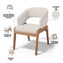 Ver imagem 3 de Kit 06 Cadeiras de Jantar e Estar Living Estofada Lince L02 Linho Cru - Lyam Decor