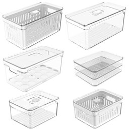 Kit 6 Organizadores de Geladeira Clear Fresh Porta Frutas Legumes Porta Frios e Porta Ovos ou - 1