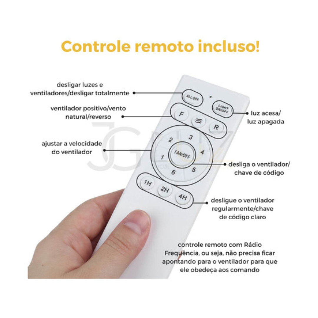 Plafon Ventilador de Teto Pás Retráteis Plus com Controle Remoto Bivolt - 6