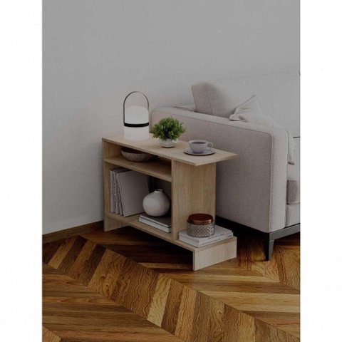Mesa Lateral Restn Retangular MDF Madeira 81cm Bege Moderna Mercado Das Prateleiras