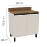 Balcão de Cozinha 80 Cm Koya 2 Portas Creme - Politorno - 3