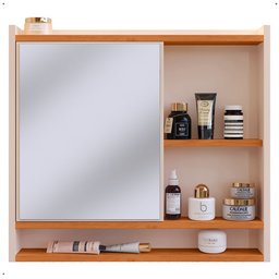 Espelheira Suspensa para Banheiro Closet Porta e Armário Acqua com Nicho - 6
