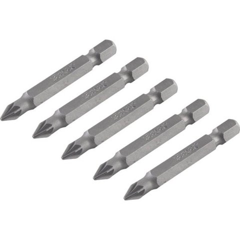 Bits Pozidrive com Encaixe de 1/4" e Nº 1 de 50mm com 5 Peças - 3538301050 - Vonder Bits Pozidrive C