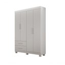 Ver imagem 1 de Guarda Roupa Solteiro Recife New 4 Portas de Bater 2 Gavetas MDF MDP Laqueado Branco Leifer Móveis