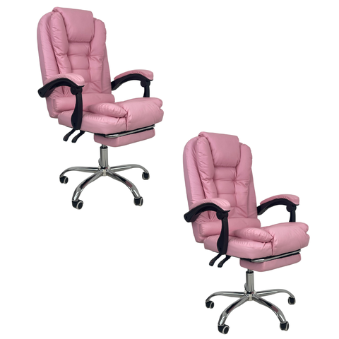 Cadeira de Escritório Presidente Soft Ergonômica Apoio para Pés - Rosa - 2