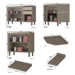 Cozinha Completa de Canto 11 Peças Connect Duna/cristal com Cristaleira - Móveis Henn - 6
