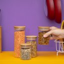 Ver imagem 6 de Kit 4 Potes de Vidro Tampa de Bambu Herméticos Redondos - Tüd