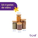 Ver imagem 3 de Kit 4 Potes de Vidro Tampa de Bambu Herméticos Redondos - Tüd