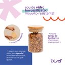 Ver imagem 4 de Kit 4 Potes de Vidro Tampa de Bambu Herméticos Redondos - Tüd