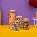 Ver imagem 5 de Kit 4 Potes de Vidro Tampa de Bambu Herméticos Redondos - Tüd