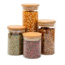 Ver imagem 1 de Kit 4 Potes de Vidro Tampa de Bambu Herméticos Redondos - Tüd