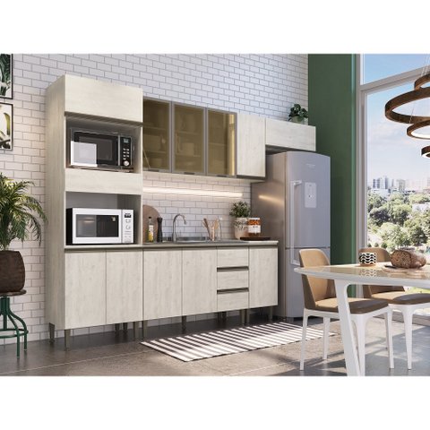 Cozinha Americana Completa Modulada Greta 6 peças 11 PT e 3 GV Crema - Megasul