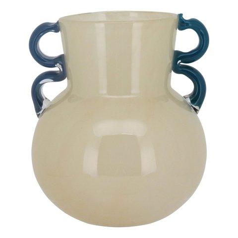 Vaso Decorativo Enfeite Casa Vidro 21x17x17cm Marfim