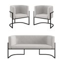 Ver imagem 1 de Kit 2 Poltronas + Sofá 2 Lugares Base de Metal Black Balaqui Bege