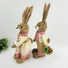 Casal De Coelho De Palha Xadrez 40cm Decoração De Páscoa - 4