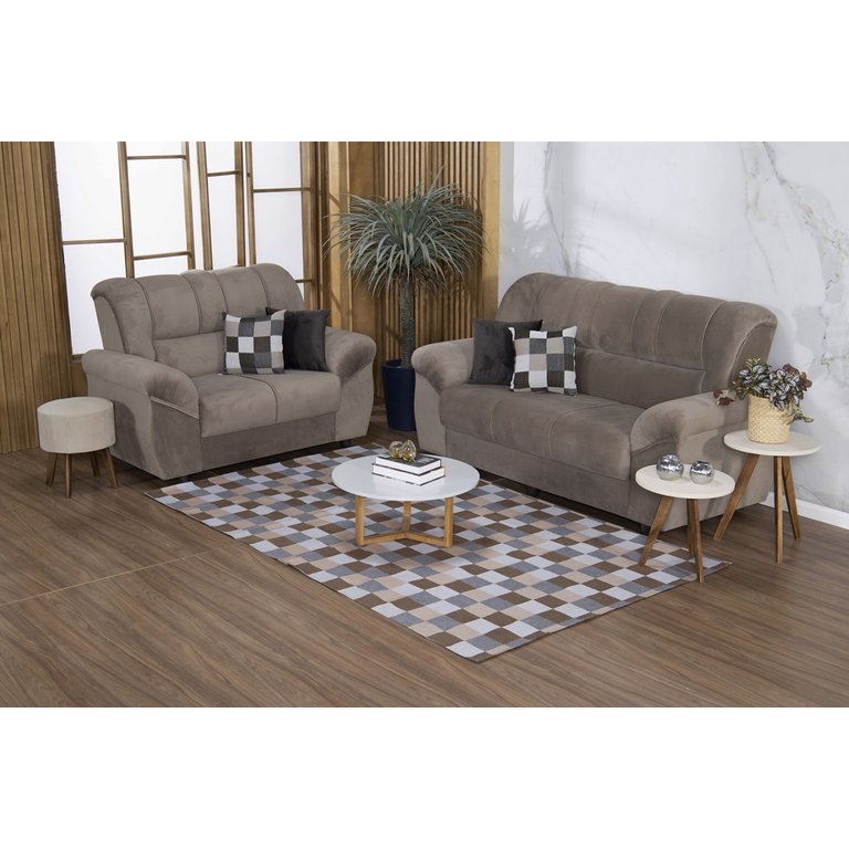 Kit Sala Tapete 2,00 X 1,45 + 4 Capas de Almofada Jacquard Luxo Macio Emborrachado Antiderrapante Es