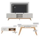Ver imagem 3 de Kit Sala de Estar Completo Rack para Tv Mesa de Centro Aparador Off White Freijó 3 Peças Colibri