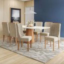 Ver imagem 1 de Mesa de Jantar 8 Lugares Tiffany com Vidro Canela/off White/amendoa - Kappesberg Jantar
