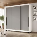 Ver imagem 2 de Roupeiro Valência 3 Portas Correr 4 Gavetas 217x213cm Branco/Cinza 240837