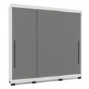 Ver imagem 1 de Roupeiro Valência 3 Portas Correr 4 Gavetas 217x213cm Branco/Cinza 240837