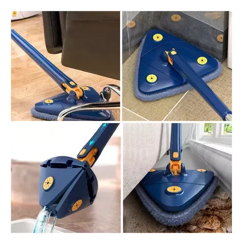Mop Rodo De Limpeza Giratorio Triangular Ajustavel Retratil:Azul Escuro |  MadeiraMadeira