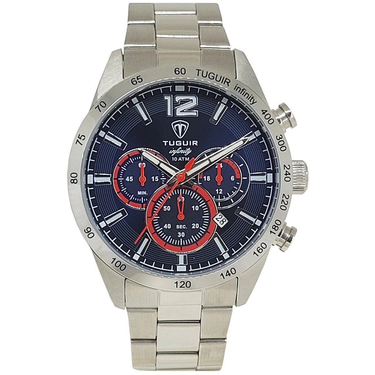 Cronógrafo Masculino Tuguir Analógico Infinity Tgi37068 Prata e Azul