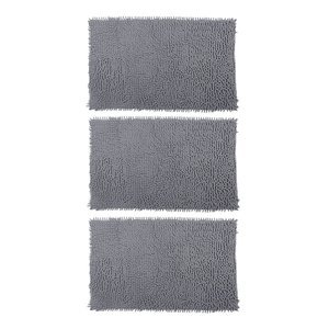 Kit 3 Tapetes Bolinha Antiderrapante Banheiro 38x58cm Chumbo