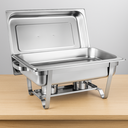 Ver imagem 3 de Rechaud Rm Retangular em Aço Inox Banho Maria com 1 Cuba e Fogareiro 11 L Buffet