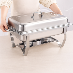 Rechaud Rm Retangular em Aço Inox Banho Maria com 1 Cuba e Fogareiro 11 L Buffet