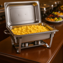 Ver imagem 2 de Rechaud Rm Retangular em Aço Inox Banho Maria com 1 Cuba e Fogareiro 11 L Buffet