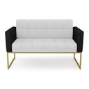 Ver imagem 5 de Sofá Namoradeira 2 Lugares Base Industrial Dourado Elisa Preto-linho Cinza A05 D03 - D'Rossi