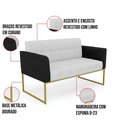 Ver imagem 2 de Sofá Namoradeira 2 Lugares Base Industrial Dourado Elisa Preto-linho Cinza A05 D03 - D'Rossi