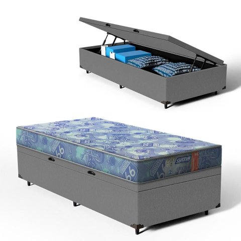 Cama Box Baú com Colchão Gazin de Espuma D20 Supreme Solteiro 78cm