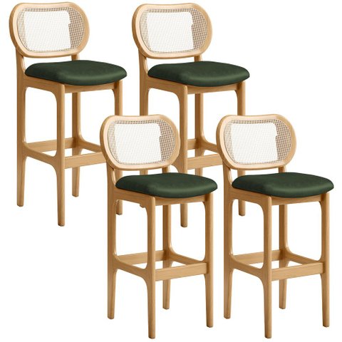 Kit 04 Banquetas Altas Para Cozinha Bancada Sala Tela Betta Fixa L02 Couríssimo Verde Musgo - Lyam L