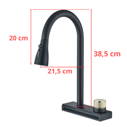 Cuba Cozinha Gourmet Premium Cascata com Torneira Lavador Copos Aço Inox 201 Preto - 5