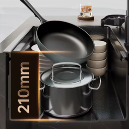 Cuba Cozinha Gourmet Premium Cascata com Torneira Lavador Copos Aço Inox 201 Preto - 2