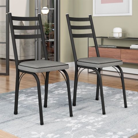 Kit com 2 Cadeiras de Jantar Aço Tubular 141 Sf Preto/platina - Movelpolo