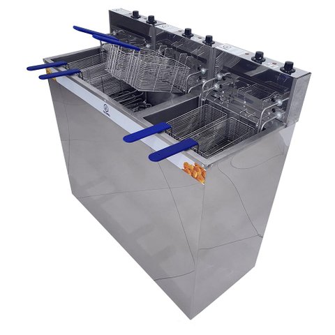 Fritadeira Elétrica Água e Óleo Jl Colombo Gabinete 2 Cubas 36 Litros e 18 Litros 8000w 148308