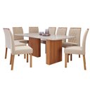 Ver imagem 2 de Conjunto de Sala de Jantar 8 Cadeiras de Madeira Dublin com Tampo de Vidro Cinamomo/Off White com Su