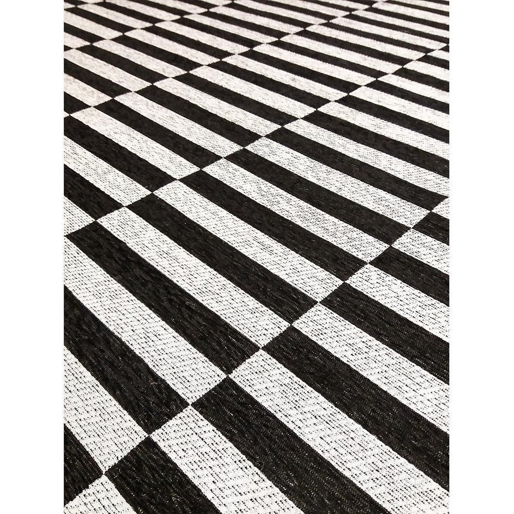 Tapete Sala Geométrico Listras 200X250 Preto Prata Listrado - 4