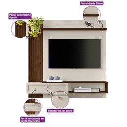 Painel para TV até 55 Polegadas com Ripado Alvorada Linea Brasil - 7