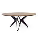 Ver imagem 1 de Mesa Redonda de Jantar com Base de Ferro e Tampo em Madeira Maciça Texturizado Aspen - Iaza Moveis