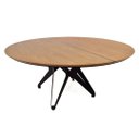 Ver imagem 2 de Mesa Redonda de Jantar com Base de Ferro e Tampo em Madeira Maciça Texturizado Aspen - Iaza Moveis