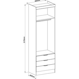 Guarda Roupa Solteiro 4 Peças 3 Portas 3 Gavetas com Escrivaninha e Nicho Aéreo Infinity Móveis Cast - 9 Guarda Roupa Solteiro 4 Peças 3 Portas 3 Gavetas com Escrivaninha e Nicho Aéreo Infinity Móveis Cast - 9