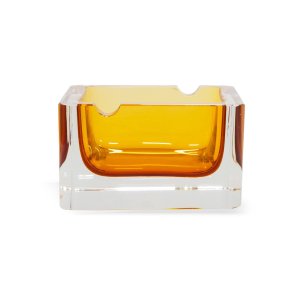 Cinzeiro de Vidro Estilo Murano Âmbar 10cm Od0234 Btc