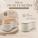 Ver imagem 6 de Puff Baú Formato Feijão em Bouclê Orgânico com Tampo Reversível Mesa ou Assento Off White Lh Móveis