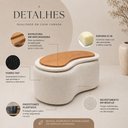 Ver imagem 4 de Puff Baú Formato Feijão em Bouclê Orgânico com Tampo Reversível Mesa ou Assento Off White Lh Móveis