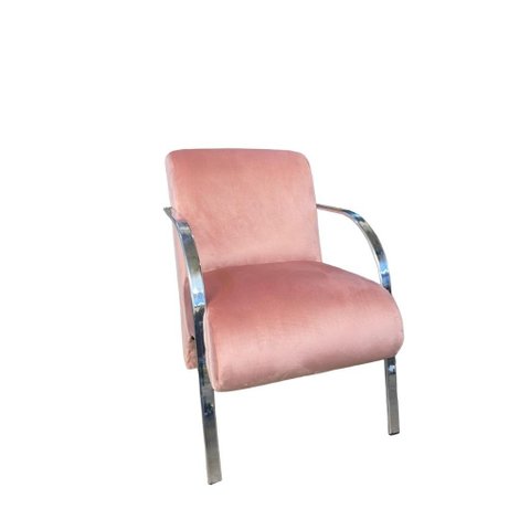 Poltrona Decorativa Predoli Braço de Alumínio Suede, Recepção, Sala, Quarto, Barbeiro, Consultório:r