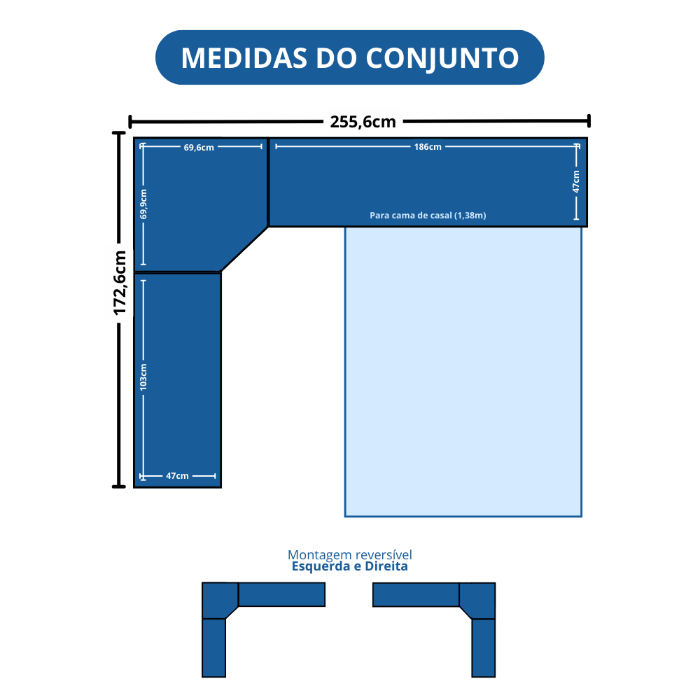 Guarda Roupa Casal Modulado 3 Peças 8 Portas 3 Gavetas Wood  - 18