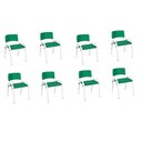 Ver imagem 1 de Kit 8 Cadeiras Infantil Iso, Escola, Base Branco- Verde Escuro